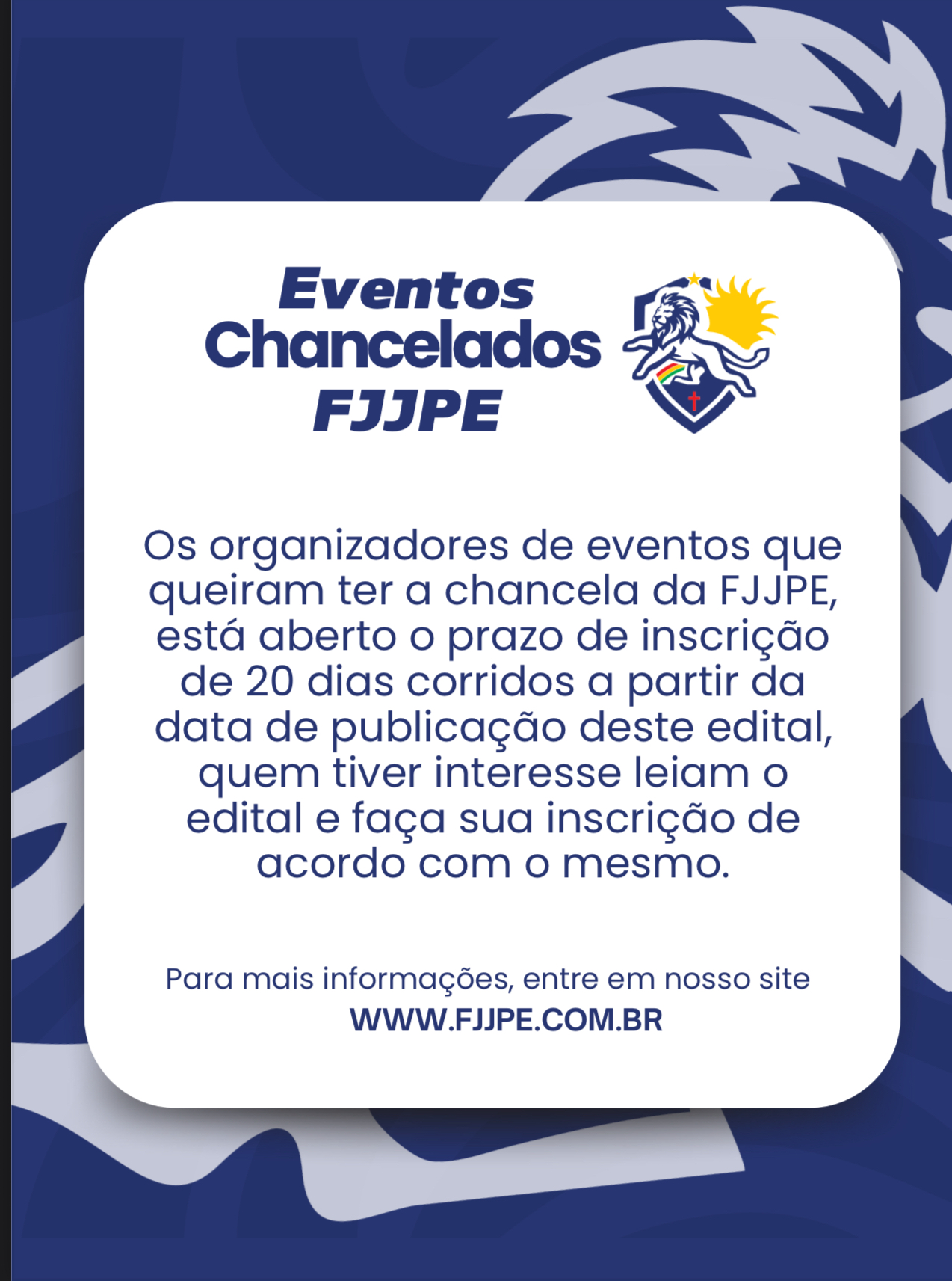 EDITAL DE CHANCELA DE EVENTOS DE JIU-JITSU – FJJPE 2025 